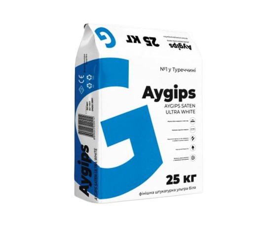 Штукатурка финишная гипсовая AYGIPS SATEN ULTRA WHITE